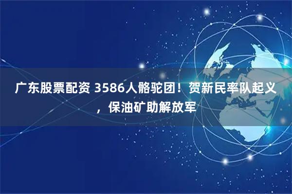 广东股票配资 3586人骼驼团!贺新民率队起义,保油矿助解放军